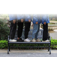 DorkTees Outdoor Patio Bench Wrought Iron Park Chair Double Black Metal Outdoor Long Backrest Community Square Welded Seat with(180 x 61 x 83 cm)