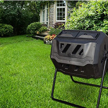 Kitchen Compost Bin, 42 Gallons Large Capacity Composter, Dual Chamber Outdoor Garden Compost Bin Heavy Duty, UV Protected Turning Barrel Tumbling Composter,Indoor Compost Bin with Lid