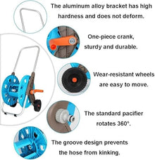 CFDZCP Portable Hose Pipe Reel，Garden Water Hose Storage cart Set，Multi-Function Sprinkler Nozzle for Garden Watering and Flushing，Outside Water Pipe Rack Winding Tool(with 70m Hose)