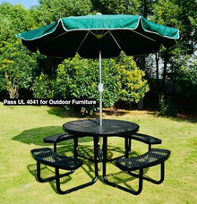 LifeYard Heavy Duty 46" Steel Round Picnic Table, Expanded Metal Outdoor Table (Black)