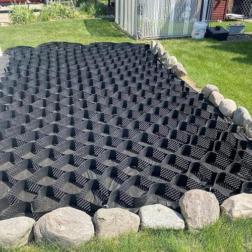 2" HDPE Ground Grid Heavy Duty Gravel Stabilizer System, Permeable Geo Grid for Driveway Walkway Patio Parking Slope Landscape Erosion Control(6x10m(20x33ft))