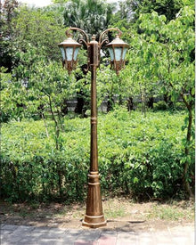 CUTPOIY High Pole Lamp with Striped Glass Shade Post Lighting Street Light for Patio, Garden, Walkway (131.89″)