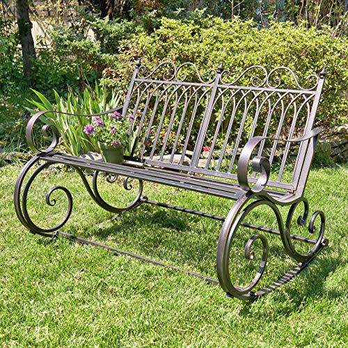Zaer Ltd. Outdoor Metal Rocking Bench (Bench, Bronze)