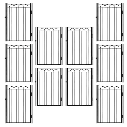 Fencer Wire 6FT x 4FT Heavy Duty Arc Metal Fence Gate, Outdoor Rust-Resistant Steel Garden Gate for Yard, Pool, Patio & Residential Fencing, Pack of 10