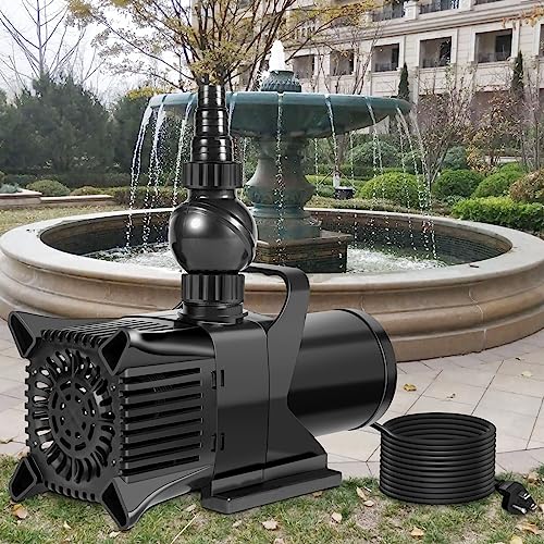 Submersible Water Pump with 3 Nozzles 2100r/Min 20 FT Max Lift Cyclone Pond & Fountain Pumps for Waterfall Hydroponics(540W 8000GPH 7.9M)