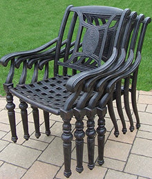 Oakland Living Victoria 9-Piece Patio Set with 54-Inch Table, 6 Cushioned Chairs & Umbrella Aged