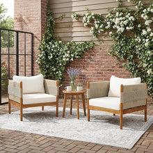 Christopher Knight Home Lenor Acacia Wood Lounge Chair Outdoor Set of 2 with Removable Cushion, Solid Wood Patio Accent Chair with Diamond Rope Weave, Patio Furniture Set Sofa Chair, Beige+Cream+Teak
