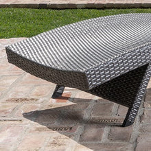 Christopher Knight Home 592 Salem Outdoor Grey Wicker Adjustable Chaise Lounge With Blue Cushion (Set Of 2)