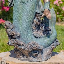 Zaer Ltd. Merman Garden Statue Holding Trident in Antique Bronze/Antique Grey (48" T. Throwing Trident, Antique Bronze)