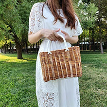 Storage Basket,Small Picnic Handmade Wicker Shopping Home Vegetable Fruit Packing Garden Imitating Rattan Woven Flower