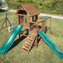 Swing-N-Slide Knightsbridge Wooden Swing Set with Slides & Climbing Wall Green