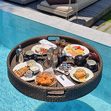 TEmkin Floating Tray Table for Beach Party Large Swimming Pool Floating Beverage Bar Floating Tray for Adults Floatin Plate for Food on The Water (Brown 80cm)