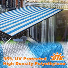 10x10m Heavy Duty UV Blocker Shade Sail Canopy - Waterproof Tear Resistant Perfect for Garden Patio Greenhouse Car Shelter - Blue Stripe Design