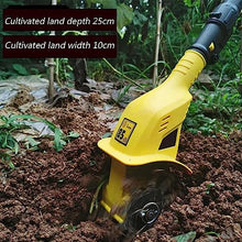 Electric Small Rotavator,Garden Tiller, 20V Electric Cordless Hand Tiller Cultivator with Rechargeable Lithium Battery and Charger,for Gardens, Vegetable Plots,110V (220V)