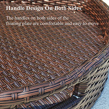 Portable Round Woven Serving Tray, Floating Breakfast Tray w/Side Handles, Swimming Pool Float Plate, for Sandbars Spas Parties,White