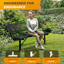 OUTTANS Heavy-Duty Outdoor Metal Bench (6 Ft - Surface with Back, Black)