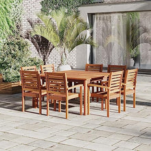 Amazonia Kevin Milano 9-Piece Outdoor Square Dining Table Set Eucalyptus Wood Amazonia