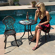 Garden Bench Patio Bistro Table and Chairs Set 3,2 Chairs and 1 Table,Aluminium Garden Furniture Sets,Patio Table Chairs for Balcony, Yard, Garden,B-Copper,B-Copper