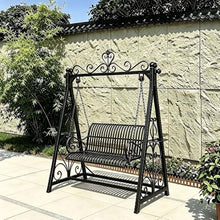 Double Patio Porch Swing, Wrought Iron Hammock Chair with Stand(Pink)