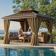 YITAHOME 10x10ft Hardtop Gazebo with Nettings and Curtains Aluminum Frame