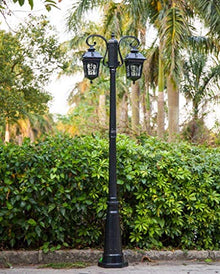 Lights Outdoor European Outdoor Retro Street Light Patio Residential Area High Pole Light Waterproof Floor Lamp Vintage Victoria Glass Lantern Lawn Garden Street Light Villa E27 Decoration Post Lamp S