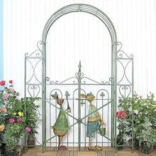 OREKPOT Decorative Garden Arbor, Metal Pergola Arbor with Gate, Wedding Arch for Party Ceremony Climbing Plant Lawn Patio Birthday Bridal Party，180cm/70.9in
