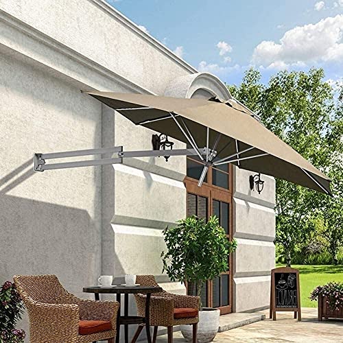EUQKKWLOY Sun Parasol Umbrella Garden Parasols Wall Mount Round Outdoor Patio Umbrella with Aluminium Pole for Balcony Deck Garden or Terrace Shade,7ft/220cm