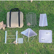 Barbecue Charcoal Grill Barbecue Fire Pit with Storage Bag, Height Adjustable Barbecue Shelf, Charcoal Grill for Outdoor Cooking Camping Beach Picnic Backyard Small Folding