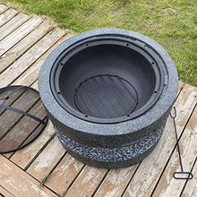 Fire Pit with Grill Shelf Garden Patio Heater//Ice Pit Fashionable and Artistic Magnesium Oxide Base Used for Outdoor Garden Barbecue Camping (Grey)