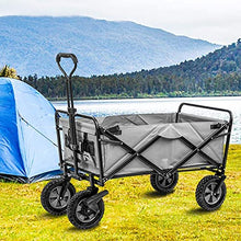 Outdoor Folding Utility Wagon 4 Wheeled Folding Camping Cart, Utility Garden Trolley, Portable Outdoor Handcart with Brake, for Beach Picnic, Load-Bearing 100KG / 220lbs (Style 3)