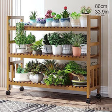 OJKJGYTF Indoor Plant Stand Baoo Plant Stand, 3Tier Baoo Flower Rack with Lockable Wheels for Indoor Outdoor Yard Garden Patio Balcony Living Room,One Size,Brown