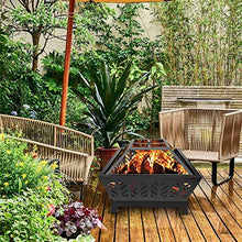 KOMFGT Outdoor Fire Pits,with Fireplace Poker 26 Inch Fire Bowl,Portable Wood Burning Fire Pit