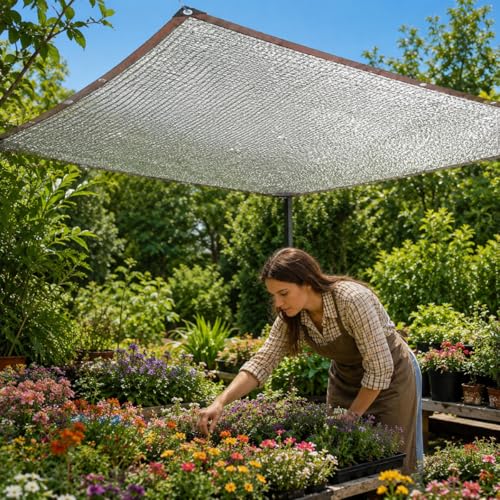 Shade-Cloth 95%-for-Garden-Plants-29x55 FT, Aluminum Sun-Block Shade Cover Mesh Tarp with Grommets Sun Shade Canopy for Outdoor Pergola Patio Flower Lawn Kennel Chicken Coop(We Make Custom Size)