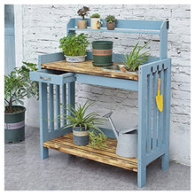 iumLeap Outdoor Sink Station Open Shelves with Hooks, Removable Sink & Drawer Gardening Bench Potting Table (Blue 100x45x119cm)