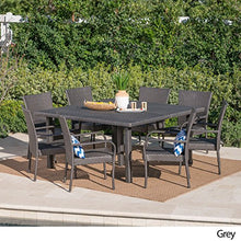 Christopher Knight Home Fiona Outdoor Stacking Wicker Square Dining Set, 9-Pcs Grey
