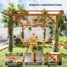 Outsunny 10' x 13' Outdoor Pergola Wood Gazebo Stable Structure Dark Brown