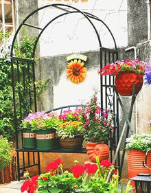 Gyken Garden Bench Arbor, Heavyweight Steel Arch, Trellis Arbour Archway for Backyard Entrance, Easy to Assemble, Outdoor Climbing Plant Pergola, 6.9ft x 3.8ft 2 People Seat