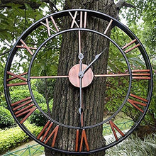 ZYBB Garden Wall Clock, Retro Roman Silent Outdoor Iron Art Ornaments Outdoor Wall Clock