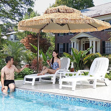 Preferspace Plastic Chaise Lounge Chair Recliner, Outdoor Furniture for Patio, Poolside w/Wheels, Adjustable Backrest, Sunbathing Recliner Set of 2
