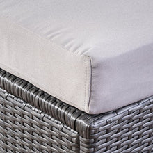 Christopher Knight Home Tom Rosa Outdoor 7 Seater Wicker Sectional Sofa Set, Grey with Silver Cushions