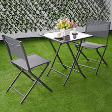 58GXCAAMOT 3 Pieces Bistro Set Garden Backyard Table Chairs Outdoor Patio Furniture Square Folding Table