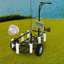 Lortix Heavy Duty Fishing Cart with Large Wheels & 7 Rod Holders - Versatile Outdoor Freestanding Cart for Travel, Camping, Shopping, Sports & Fishing Activities