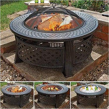 Garden Fire Pit Portable Grill Barbecue Rack Outdoor Patio Steel BBQ Grill Fire Pit Bowl w/Spark Screen Cover, Log Grate, Poker for Backyard, Camping, Garden for Camping Backyard