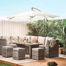 RWGOVLU Cantilever Parasol, 10Ft Outdoor Offset Parasol, Hanging Umbrella, Sun Shade Umbrella Waterproof with Crank & Tilt, UV Protection, Base not Include,1 White