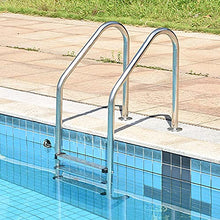Swimming Pool Handrail 304 Stainless Steel Pool Ladder with Non-Slip Pedal Tube Wall Thickness 1mm for Garden Backyard Pools/Silver / 2 Step (Silver 2 Step)
