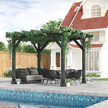 Outsunny 12' x 10' Weather-Resistant Cedar Wood Patio Pergola Black