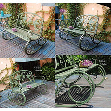 GAAHRQQQ 41-inch Antique Courtyard Rocking Chair Cast Iron Metal e Garden Furniture Rocking Chair Weight Capacity 220 pounds Double seat with backrest for Porch and Living Room Swing Garden Armchair