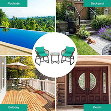DUYHBAWRS 3PCS Patio Rattan Bistro Set Cushioned Chair Glass Table Deck Armchair Square(D)