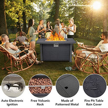 Garvee 44 in Propane Fire Pit Table, 50000BTU Rectangle Fire Table with Cover & Rain Cover, Sturdy Steel and Iron Fence Surface, CSA Safety Certified, Companion for Your Garden