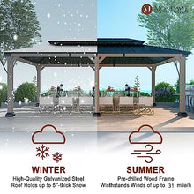 Cedar Wood Gazebo 12x20Ft Hardtop Gazebo, Outdoor Permanent Gazebo Pergola with Galvanized Steel Double Roof Pavilion for Patio Lawn Garden - Beverly Hills Serie